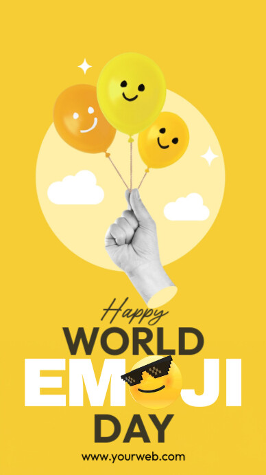 Yellow Joyful Happy World Emoji Day Instagram Story Instagram-verhaal template