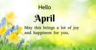 Yellow Joyful Hello April  Facebook Shared Image template