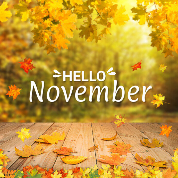 Yellow Joyful Hello November Square (1:1) template