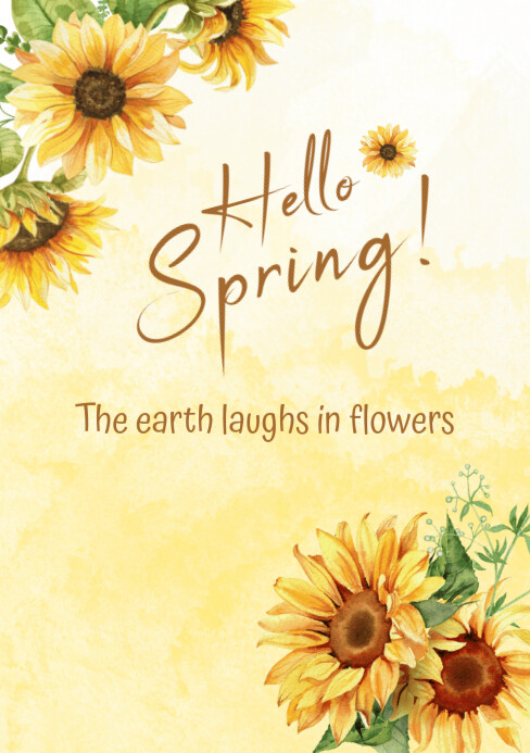 Yellow Joyful Hello Spring A5 template
