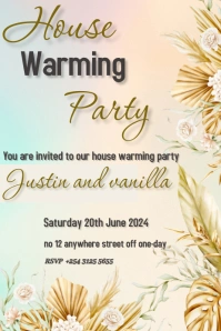 Yellow Joyful House Warming Invitation  Pinte Pinterest-afbeelding template