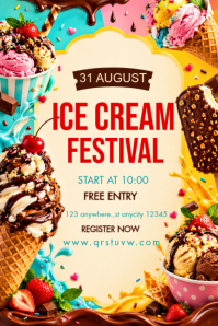 Yellow Ice Cream Festival Poster Template