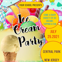 Yellow Joyful Ice Cream Party Square Video template