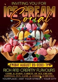 Yellow Joyful Ice Cream Social A3 template