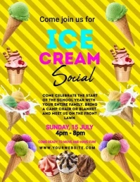 Yellow Joyful Ice Cream Social Flyer (us Lett Pamflet (Letter AS) template