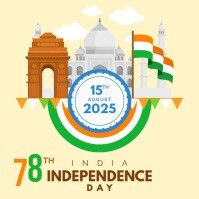 Yellow Joyful India Independence Day Instagram Post template