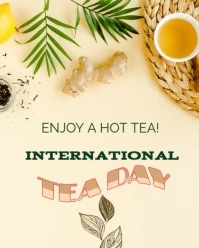 Yellow Joyful International Tea Day Instagram Portrait template