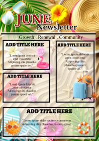 Yellow Joyful June Newsletter A3 template