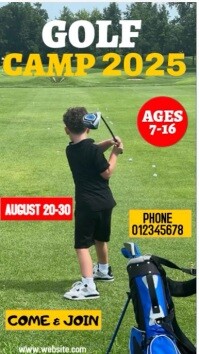 Yellow Joyful Junior Golf Camp 2025 Instagram Story template