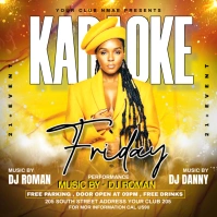 Yellow Joyful Karaoke Friday Party Square (1: สี่เหลี่ยมจัตุรัส (1:1) template