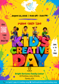 Yellow Joyful Kid's Creative Day A4 template
