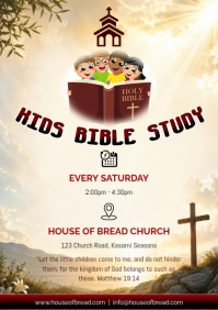 Yellow Joyful Kids Bible Study A5 template