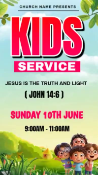Yellow Joyful Kids Church Service Instagram Story Video Instagram-Story template