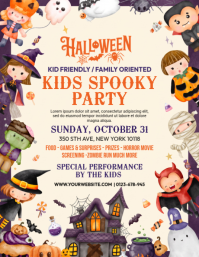 Yellow Kids Halloween Party ใบปลิว Template
