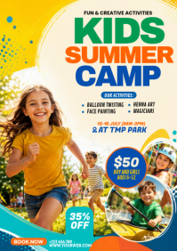 黄色 Kids Summer Camp A4 Template