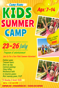 Yellow Joyful Kids Summer Camp Poster Plakkaat template