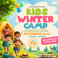 Желтый Kids Winter Camp Instagram 帖子 Template