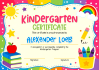 黄色 Kindergarten Certificate A4 Template