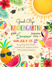 Yellow Joyful Kindergarten Graduation Party Flyer Рекламная листовка (US Letter) template