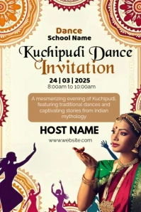 Yellow Joyful Kuchipudi Dance Invitation Poster template
