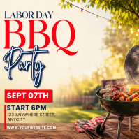 Yellow Labor Day BBQ Party Instagram 帖子 Template