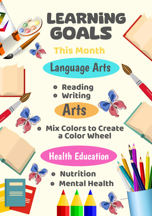 Yellow Joyful Learning Goals A1 template