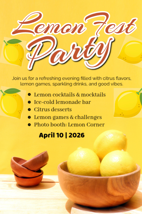 Yellow Joyful Lemon Festival Poster Template | PosterMyWall
