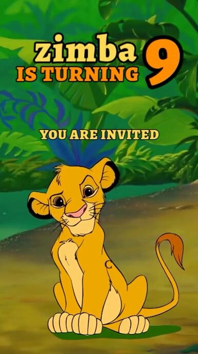 Yellow Joyful Lion King Party Invitation Digital Display (9:16) template