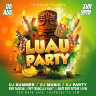 สีเหลือง Luau Party Квадрат Template