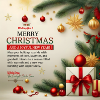 Yellow Joyful Merry Christmas And Happy New Year Square (1:1) template