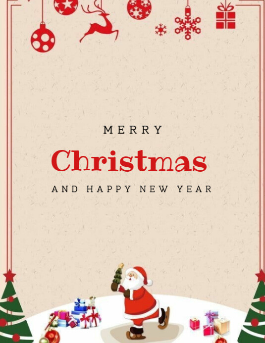 Yellow Joyful Merry Christmas And Happy New Year Flyer (us Letter ...