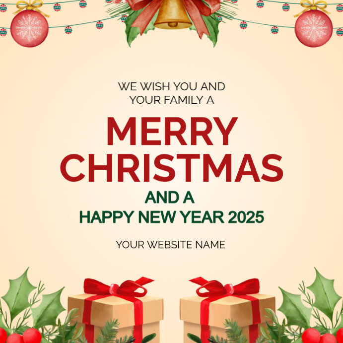 Yellow Joyful Merry Christmas Wishes And Happy New Year 2025 Instagram ...