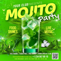 Yellow Joyful Mojito Party Square Video Cuadrado (1:1) template