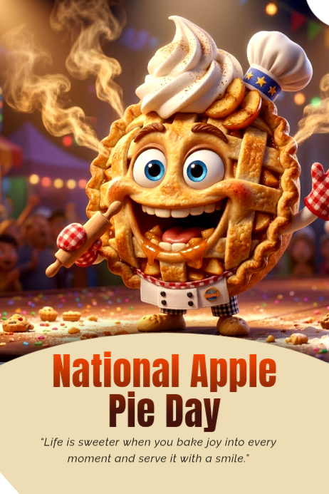 Yellow Joyful National Apple Pie Day Poster Template | PosterMyWall