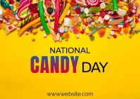 Yellow Joyful National Candy Day  Postcard template