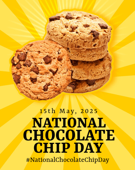 Yellow Joyful National Chocolate Chip Day Instagram Portrait template