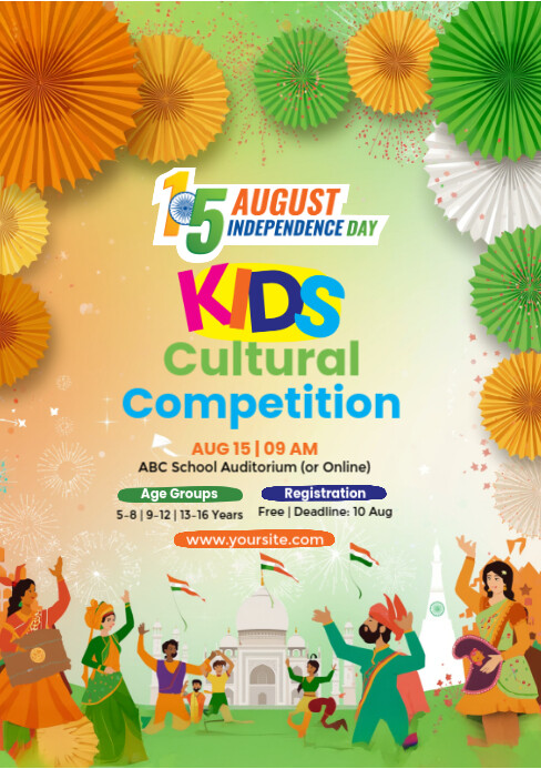 Yellow Joyful National Day Program Template A5