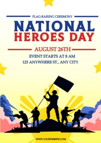 Yellow Joyful National Heroes Day A4 template