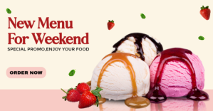 Yellow Joyful New Menu Ice Cream Facebook Event Cover template