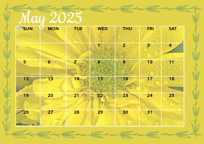 yellow Joyful New Year 2025 A3 size calender poster Template | PosterMyWall