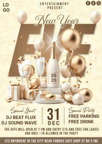 Yellow Joyful New Year Eve Party A4 template