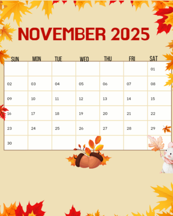 Yellow Joyful November Calendar 2025 Instagram Portrait Template ...