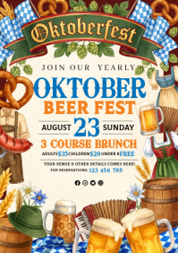 สีเหลือง Oktoberfest Beer Festival A4 Template