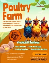 Yellow Joyful  Organic Poultry Farm Flyer (us Letter) template