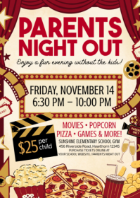 Yellow Parents Night Out Event A6 Template