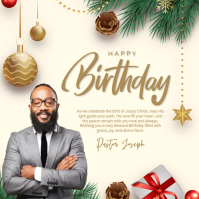 Yellow Joyful Pastors Birthday Post Square (1:1) template