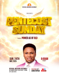 Yellow Joyful Pentecost Sunday Flyer Instagram Portrait Video template