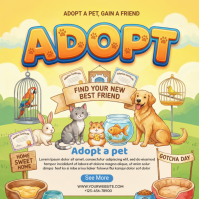 Yellow Joyful Pet Adoption Instagram Post template