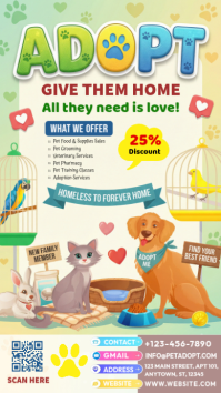 Yellow Joyful Pet Adoption Instagram Story template