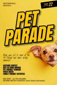 Yellow Joyful Pet Parade Poster template